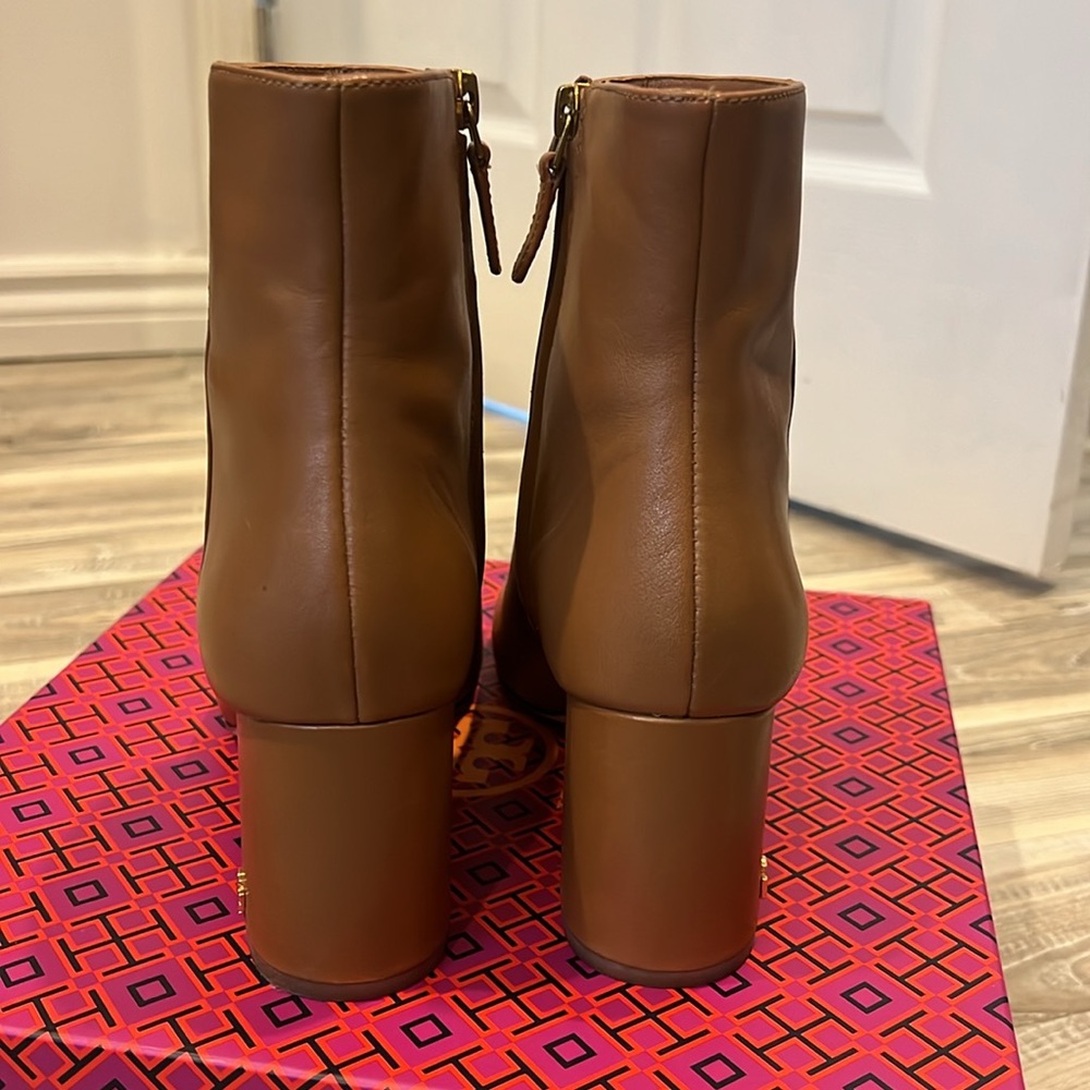Tory Burch Brooke Ankle Booties Calf Leather- Tan - Picture 7 of 10